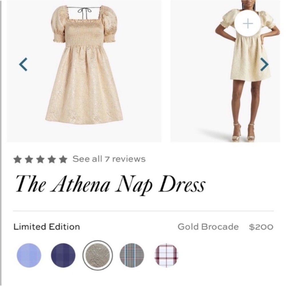 Hill House Athena Nap dress - Gold Brocade. M. - Picture 4 of 8